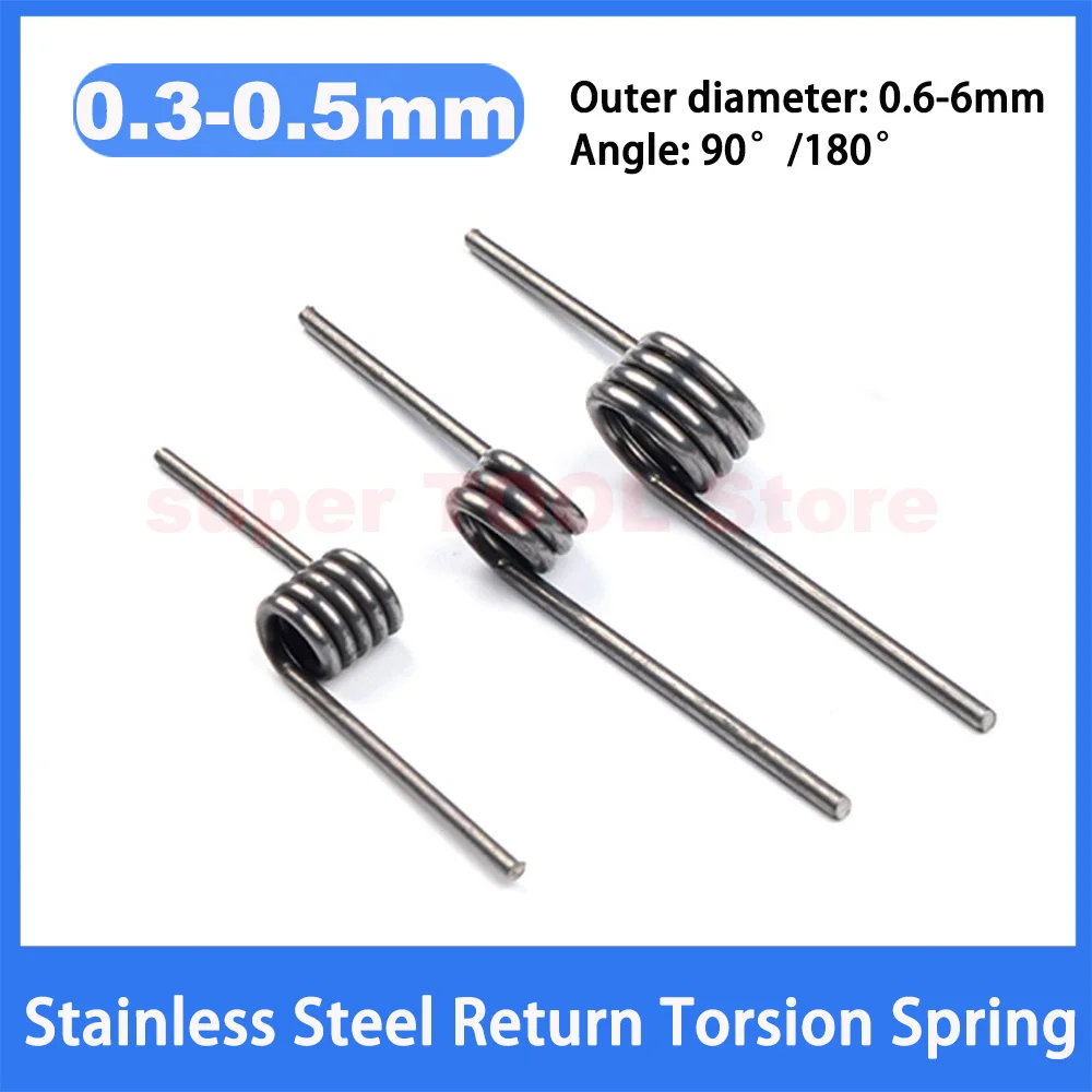 5-10Pcs Torsion Spring Return Spring Spring Steel 304 Stainless Steel V-Type Small Clip 0.3mm 90° 135° 180° Hardware Accessories