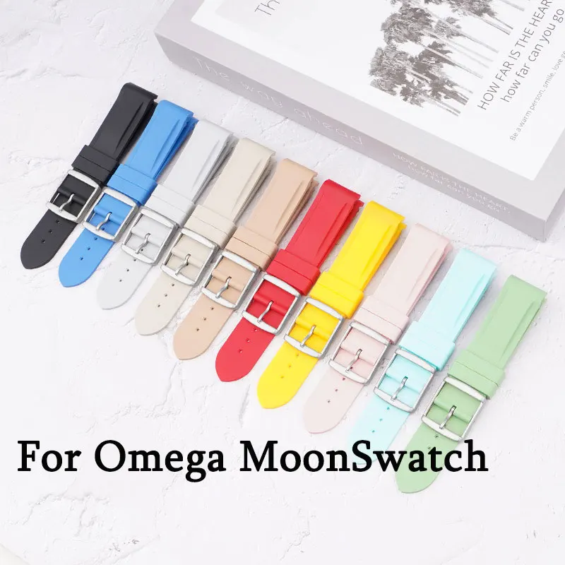 

Силиконовый ремешок с изогнутым концом 20 мм для Omega MoonSwatch, ремешок для часов, резиновый спортивный водонепроницаемый ремешок, аксессуары с инструментом