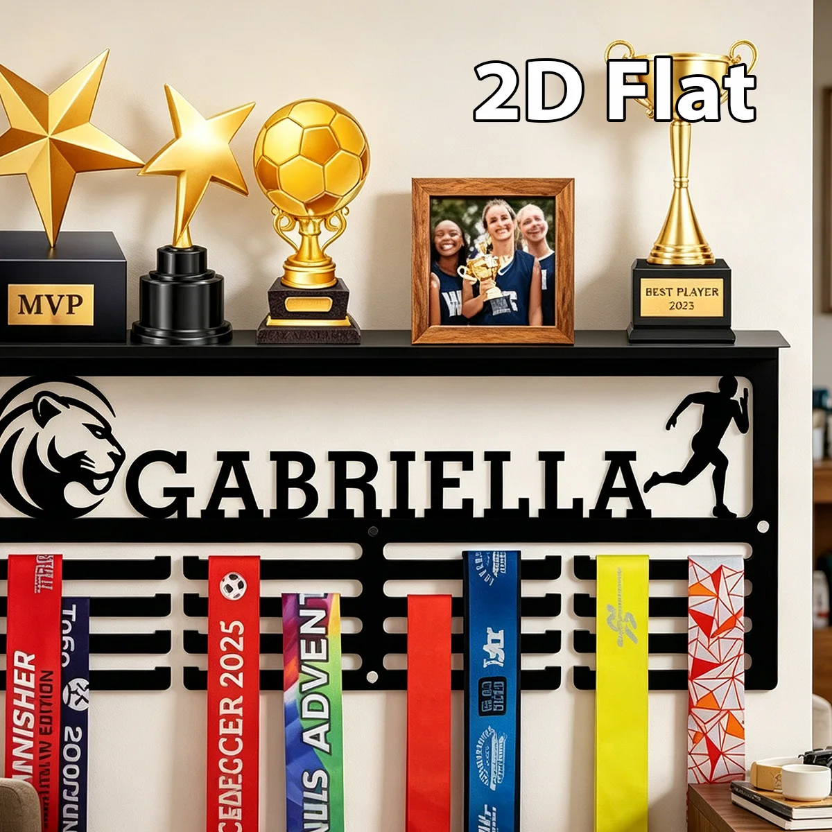 1Pc Custom Cheetah Metal Medal Holder Rack,Hang Metal Wall Art,Home Decor Sports Award rack storage rack,Birthday Gift