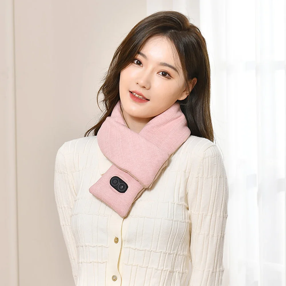 USB Charging Electric Heated Scarf 3 Gears Electric Heating Neck Wrap Fleece Washable Electric Neck Warmer Winter Women