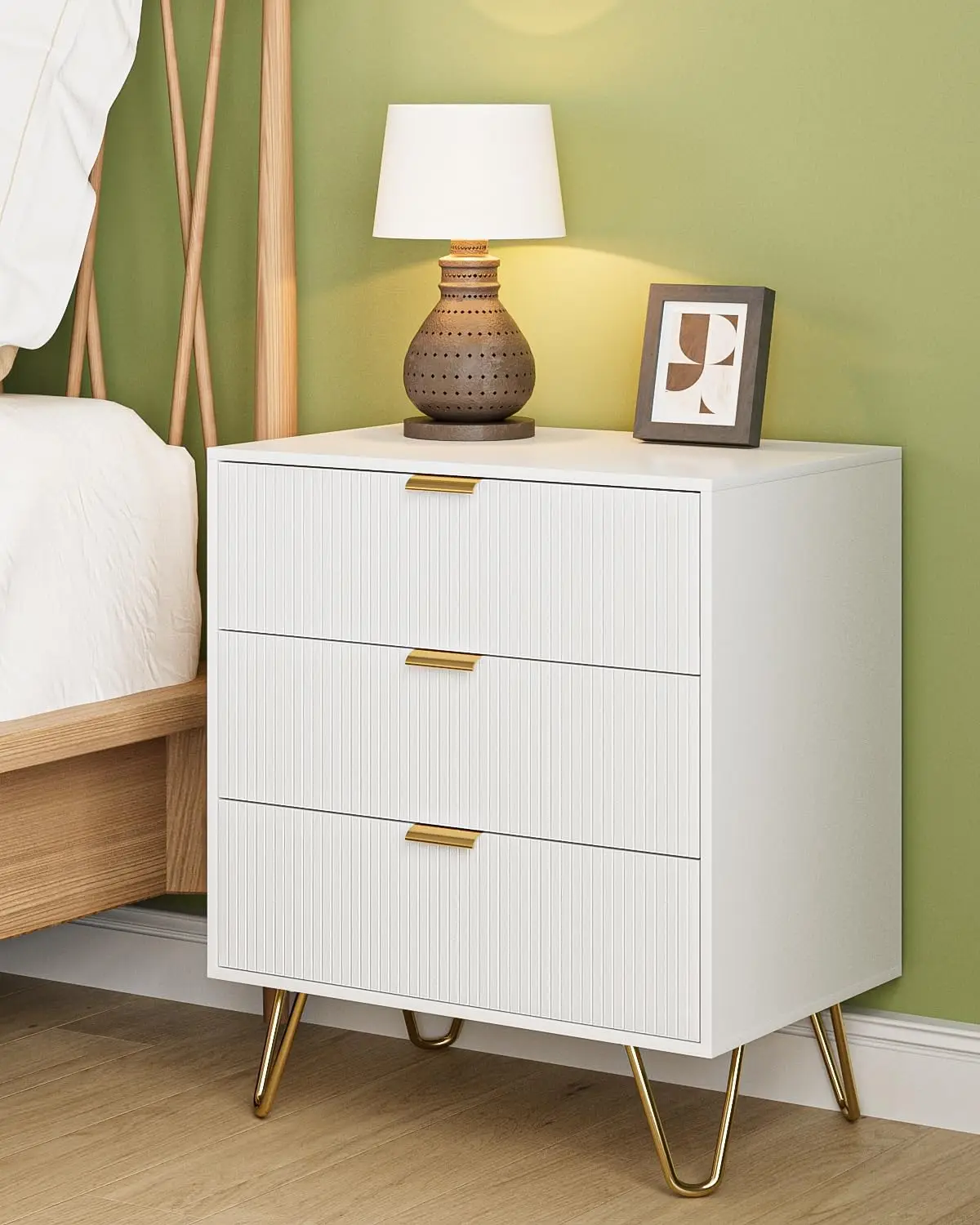 Dresser for Bedroom, Modern Closet Dressers Chest of Drawers, Storage Dresser Chest Cabinet Organizer Unit, Small Flute