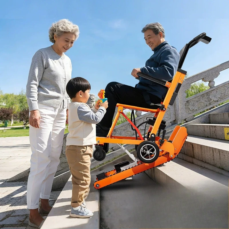 Electric wheelchair climbing wheelchair up and down stairs artifact Fully automatic crawler type elderly climbing machine