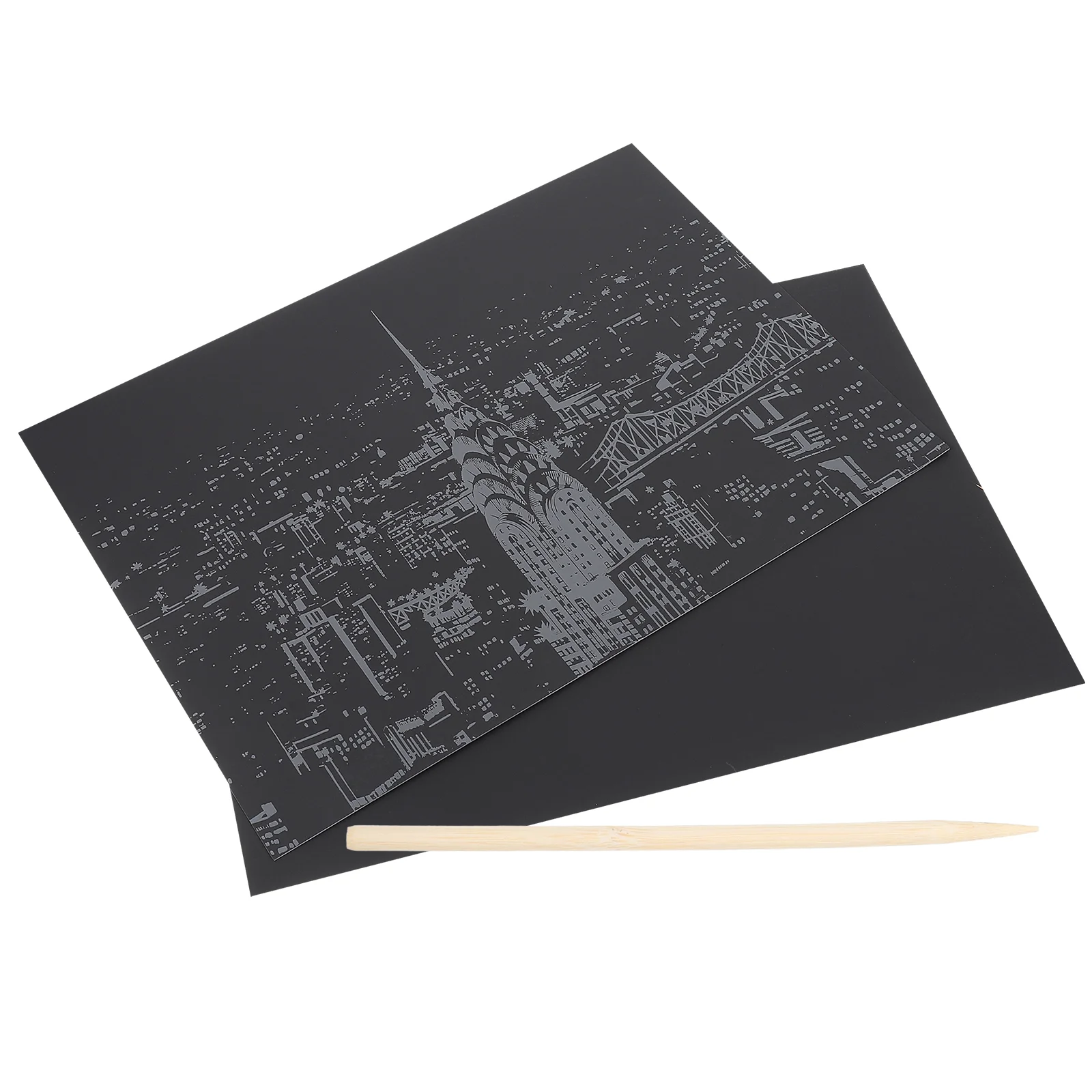 2 Pcs City Night View Scratch Paper Supplies Kids Drawing Toys Creative Educational Tools Children Craft Projects Scratch