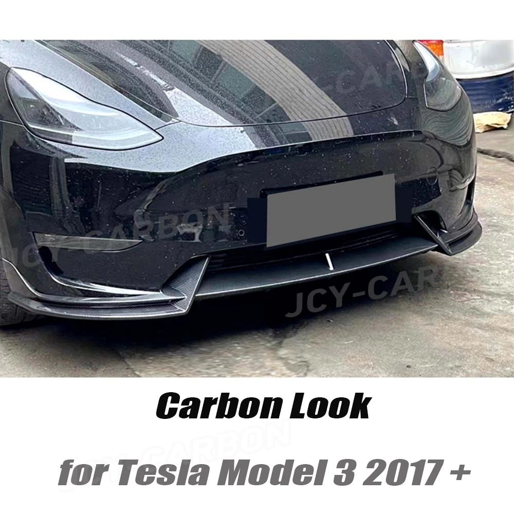 

For Tesla Model 3 2017+ Front Lip Splitter Cover BodyKit Accessories Gloss Black Car Front Bumper Lip Spoiler Chin