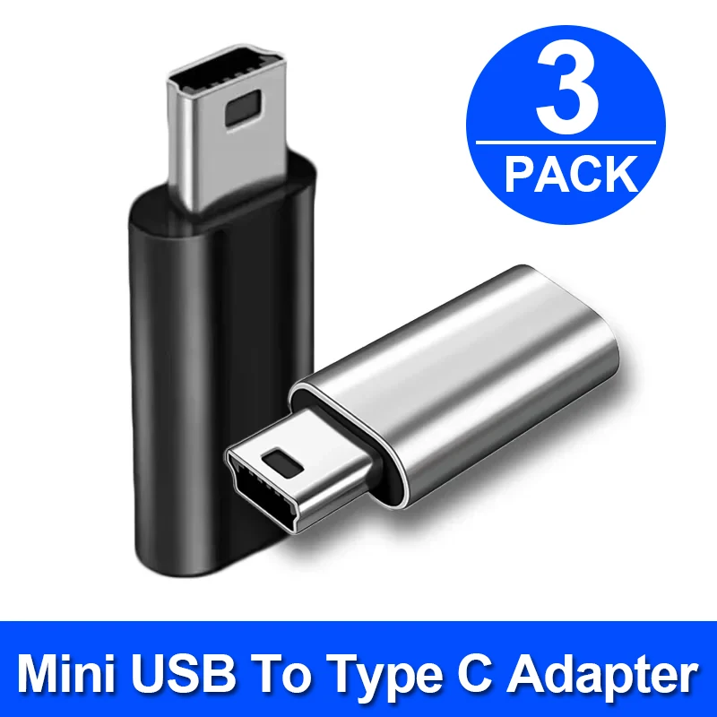 1/2/3PCS Mini USB to Type C Adapter 5 Pin Male Mini USB to Female Type C Transfer Connector for GoPro MP3 Camera PC Conventer