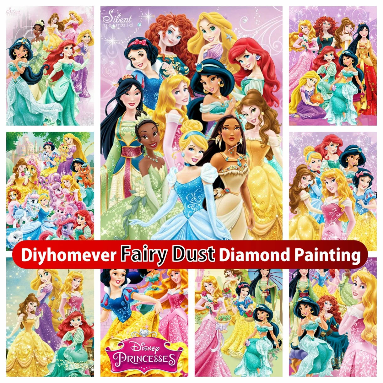 

Disney Princess Fairy Dust Diamond Painting Embroidery Cartoon Cross Stitch Mosaic Rhinestones Handicrafts Craft Home Decor Gift