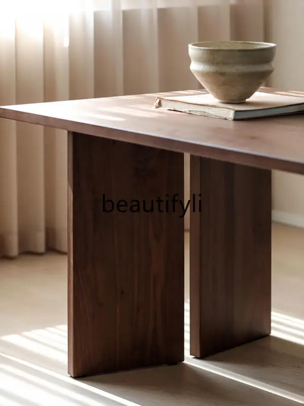 North American black walnut dining table, living room full solid wood long table, log, household table