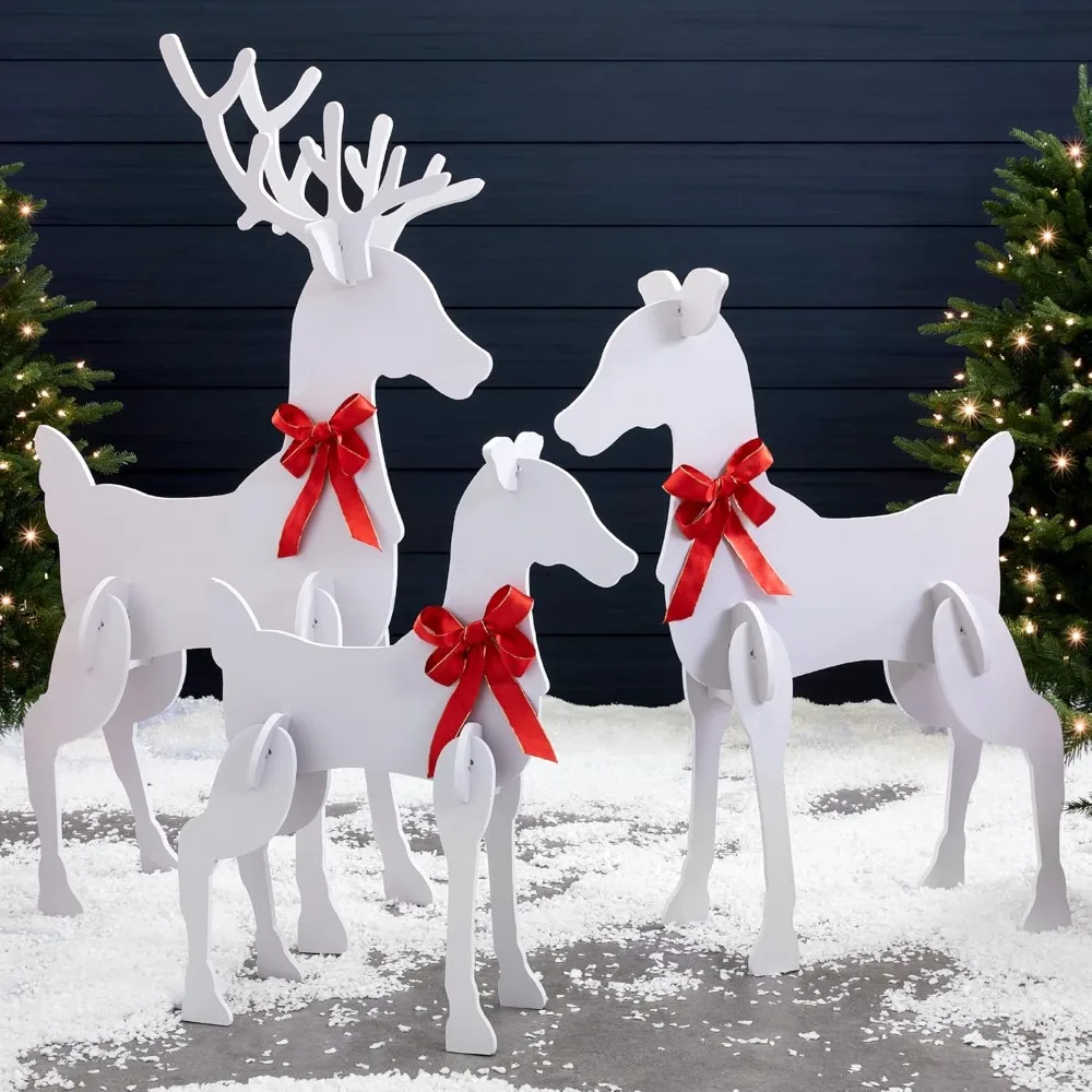 

3-Piece 56in Reindeer Family Silhouette Set, Outdoor Christmas Deer Set, PVC Yard Decoration, Holiday Decor