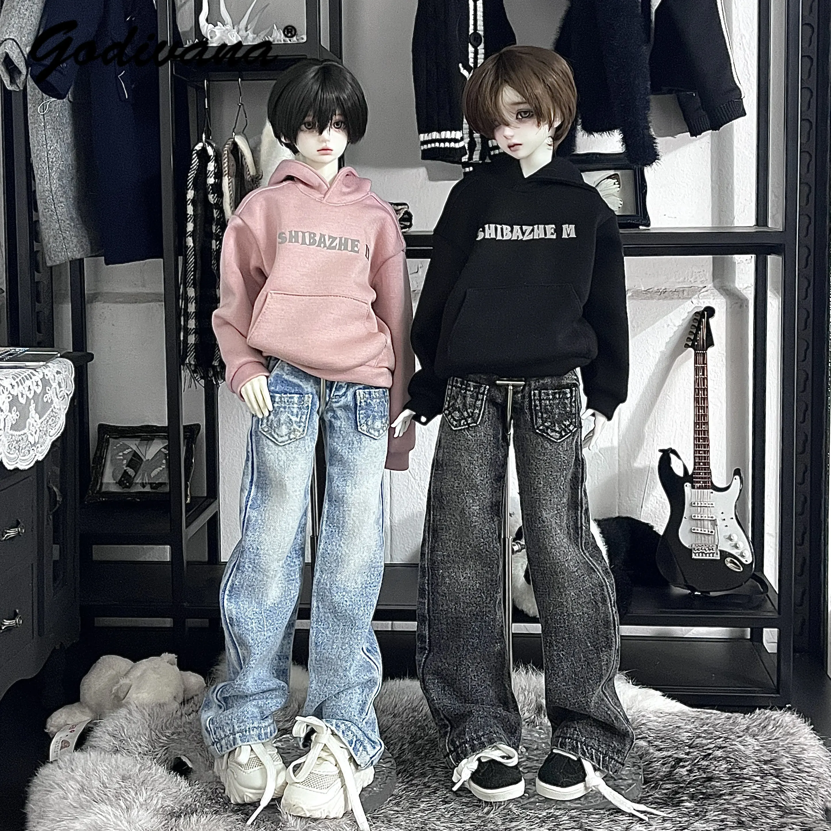 Double-sided Trouser Pocket Casual Jeans Large 1/4 75cm BJD Doll Clothes Streetwear Low Waist Wide Leg Versatile Denim Pants