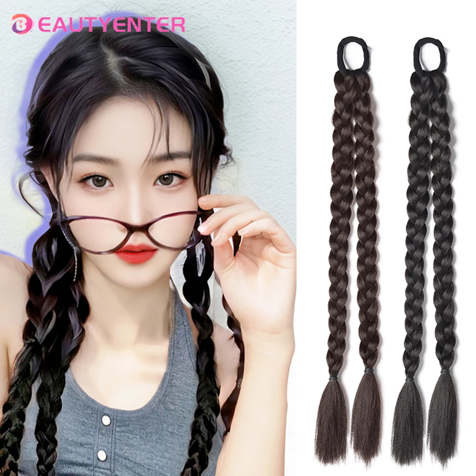 BEAUTYENTER Synthetic Wig Ponytail Braid Braid Twisted Long Braid Ponytail Pair Suitable For All Women To Wear Boxing Braids