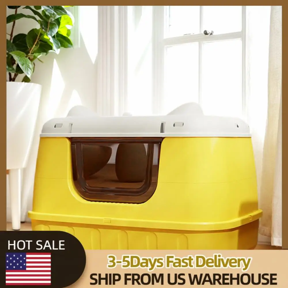 

Большой ящик для кошачьего туалета, закрытый туалет для кошачьего туалета с крышкой, поднос для кошачьего туалета для больших кошачьих пород или нескольких домашних кошачьев