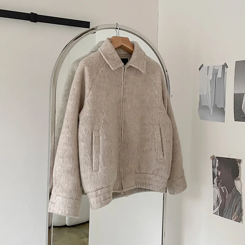 

Мужская куртка из шерстяной смеси с вышивкой и принтом для любителей собак и животных, повседневная, удобная, практичная, функциональная