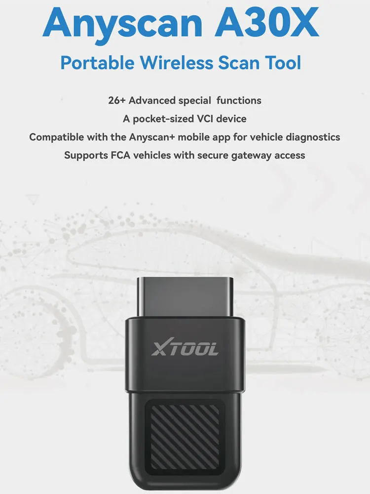 XTOOL A30X Bluetooth Scanner Auto Diagnose Tool 26+ Reset Service Code Reader Diagnose SGW Voor FCA met Secure Gateway Toegang - afbeelding 2