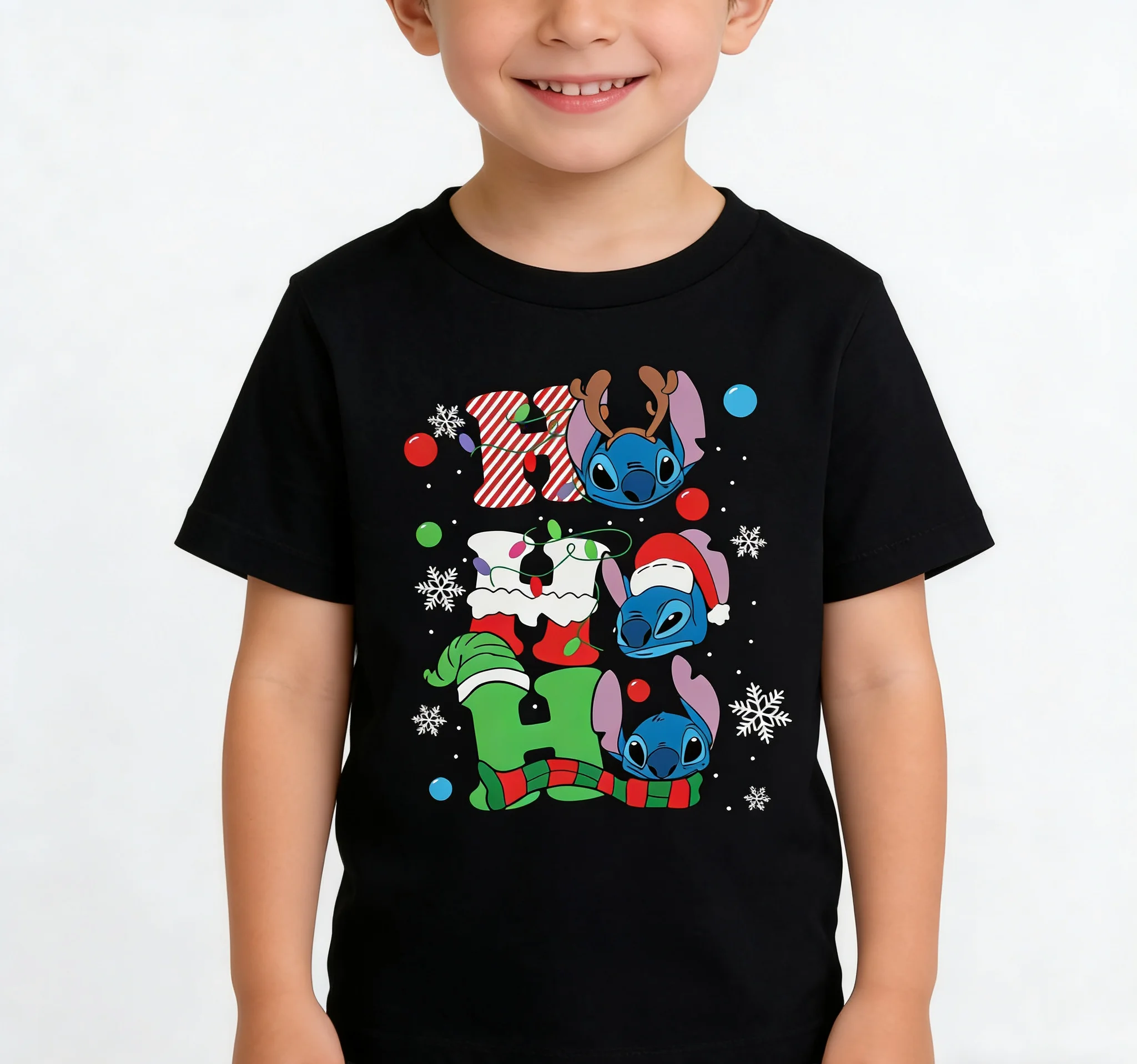 Children's Christmas Gingerbread Printed T-shirt-Cotton Round Neck Soft and Comfortable Children's Casual Day Top,Quick Shipping