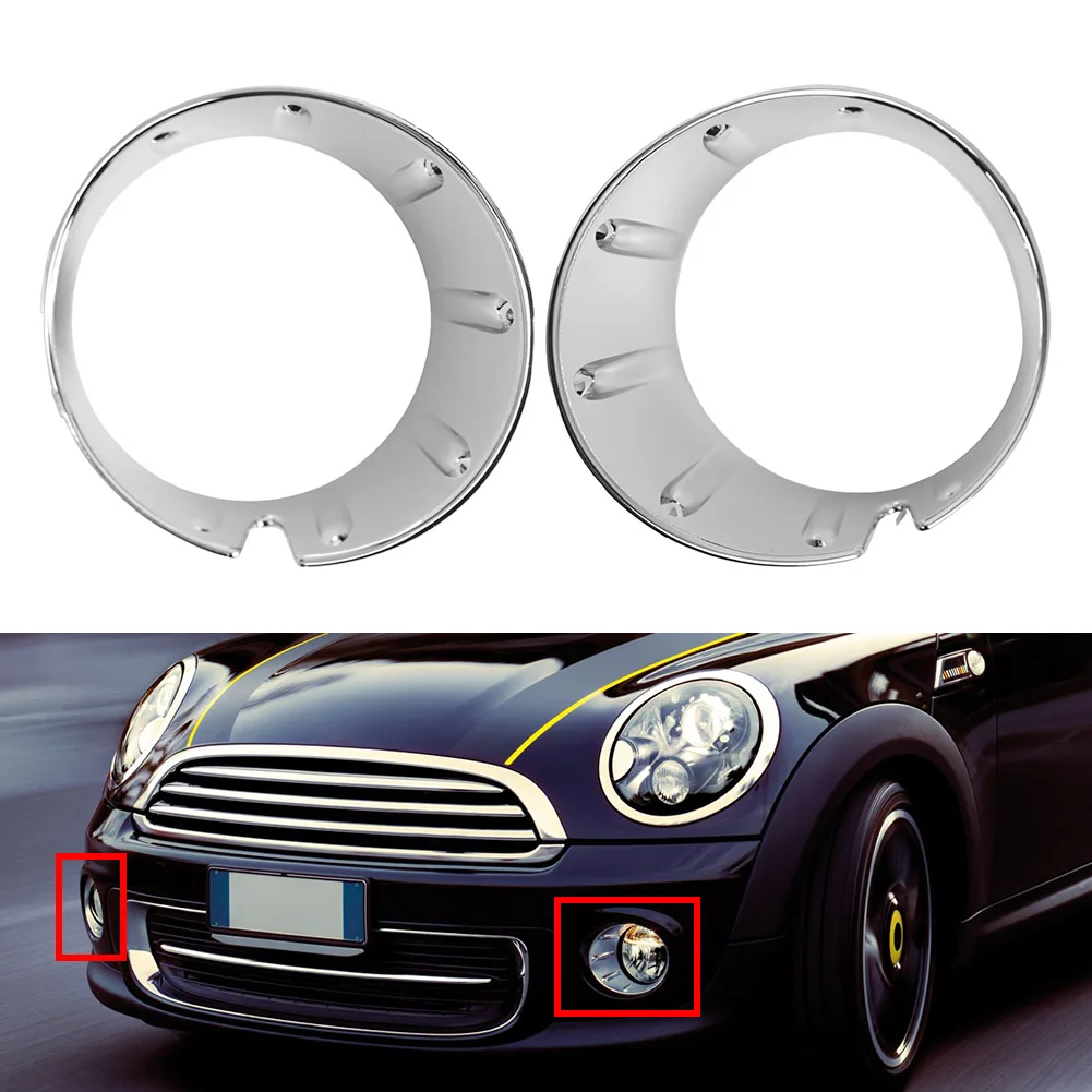 Chrome Car Front Fog Light Frame Trim Ring Cover 51117248791 51117248792 For BMW Mini Cooper R55 R56 R57 R58 R59