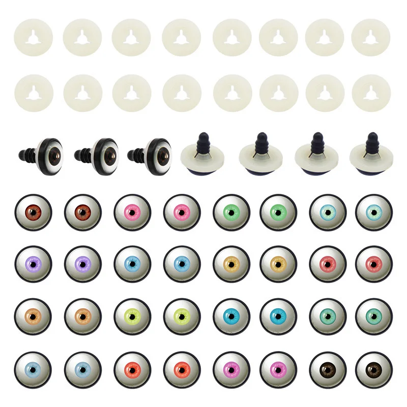 Julie Wang 10 Pairs 14mm Glass Safety Human Eyes Round Pupil Buttons With Washer Toy Doll Eyeball Jewelry Making Accessory