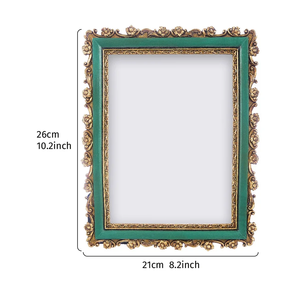 Resin Picture Frame Vintage Green and Gold for Office or For Home Desktop Wall Photo Display 8 2 by 10 2 Inches
