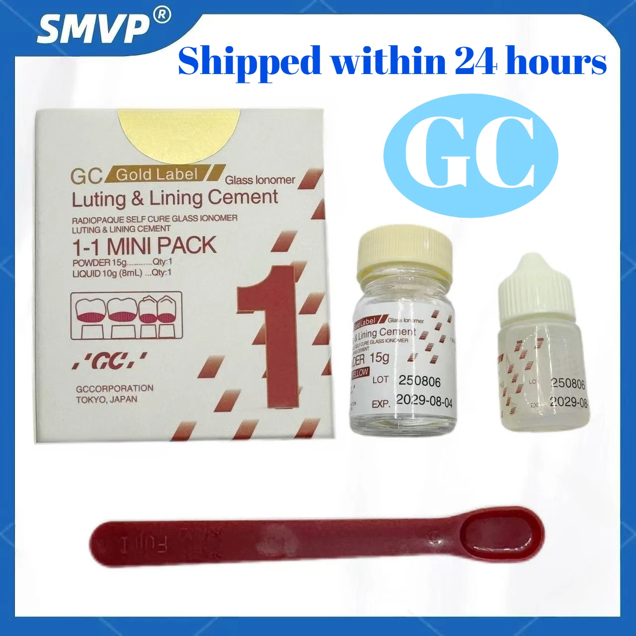 Cemento Dental de Ionómero de Vidrio Fuji 1 GC, Agente Adhesivo Ionizado para Coronas Dentales, Resina Adhesiva para Carillas de Cerámica