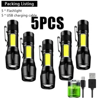 Mini Rechargeable LED Flashlight Use XPE COB Lamp Bead Double Light Source Flash Light for Adventure Camping Fishing Mountaineer