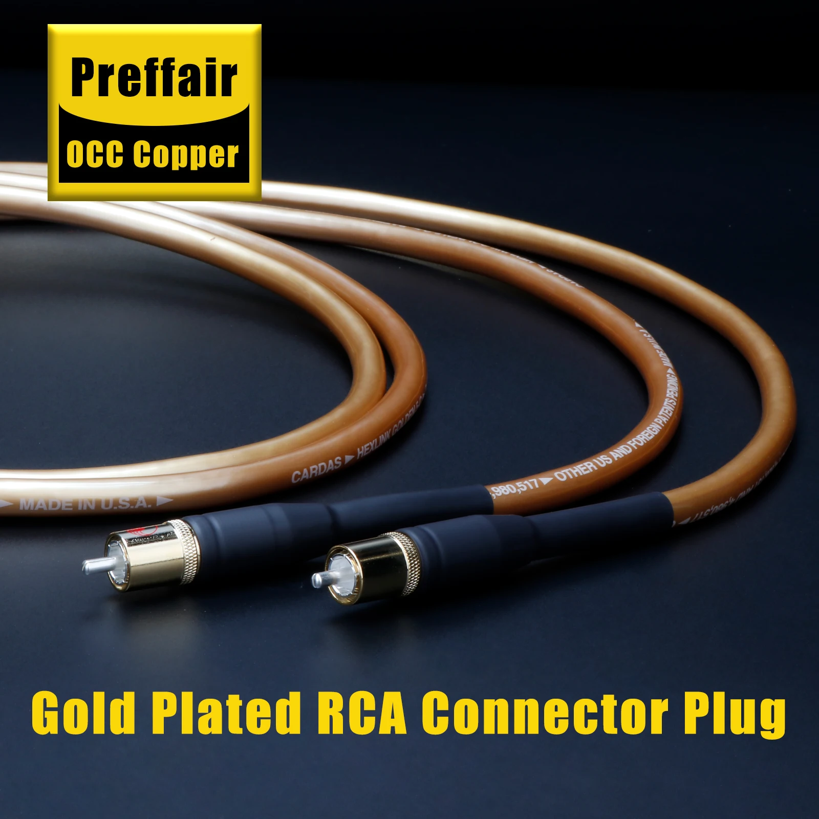 Preffai HEXLINK GOLDEN 5C Hifi RCA Cabo de áudio OCC cabos RCA linha de interconexão Conectores RCA banhados a ouro Amplificador CD