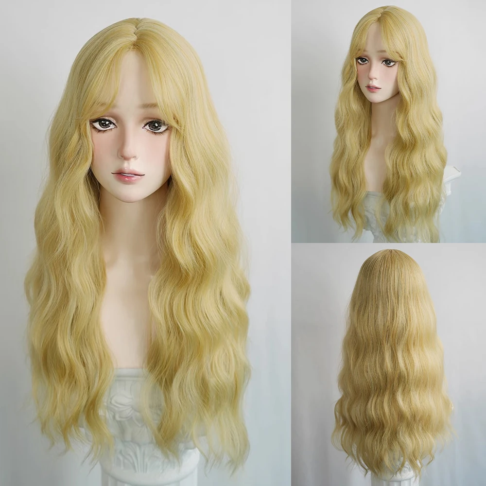 

Synthetic Long Lime Green Wavy Wigs Fluffy Lolita Cosplay Women Heat Resistant Wig Middle Part for Daily Party