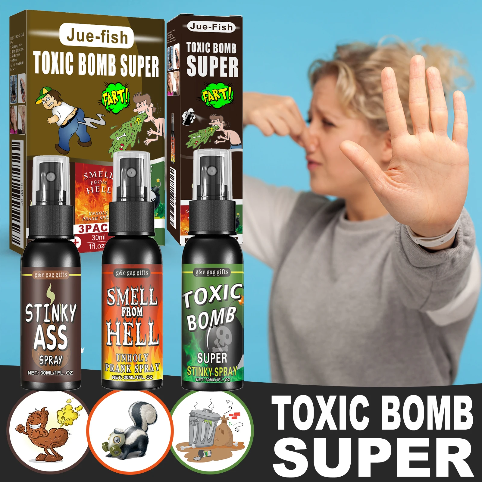Poop Spray Creative Liquid Fart Gag Prank Joke Spray Funny Toy Smelly Stink Bomb Spray Gag Gift for Party Adults Kids Joke Toy