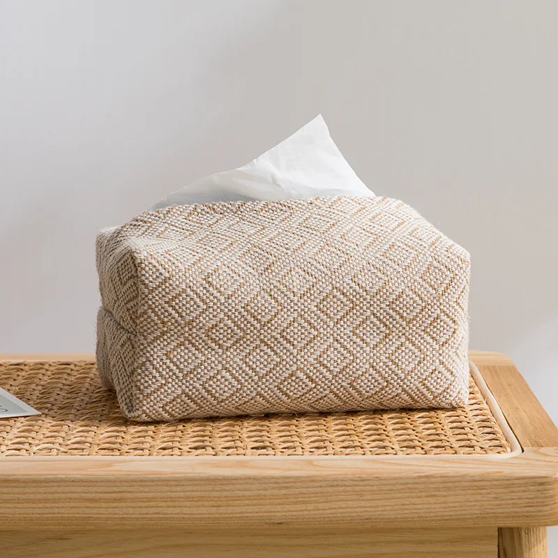 Nordic Linen Tissue Box Cover Rectangular Shaped Boxes Car Home  Living Room Table Use Cloth Drawstring Bag