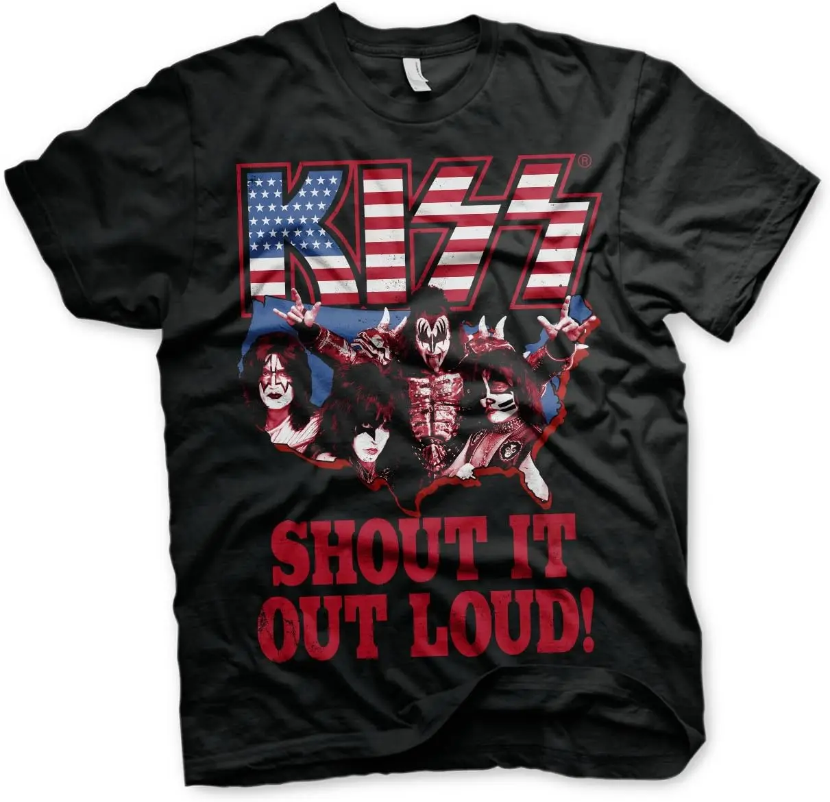 KISS Officially Licensed Shout It Out Loud Men's T-Shirt (Black), XX-Large