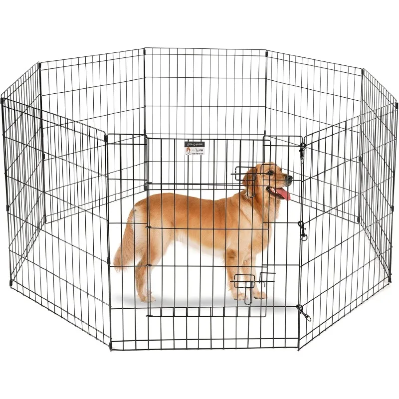 

Dog Playpen - Foldable Metal Exercise Puppy Play Pen with 8 24x30in Panels - Indoor/Outdoor Pen with Door for Dogs, Cats