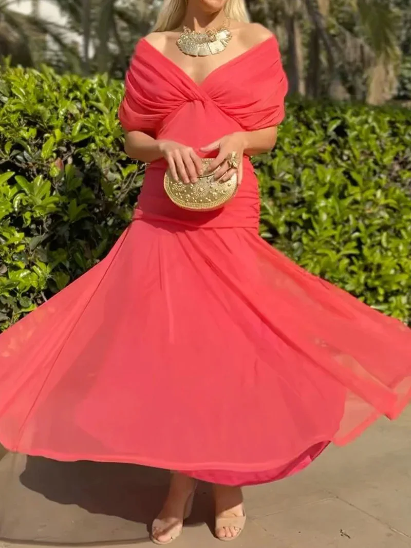 Mulheres bat manga balanço vestido de festa feminino peito baixo cocktail a linha vestido 2025 floral impressão cintura alta plissado vestido de festa elegante