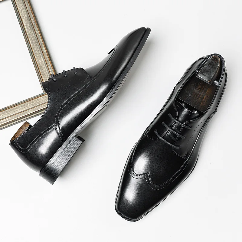 

Formal Wedding Brogue Men Shoes Business Genuine Leather Men's Dress Shoes
