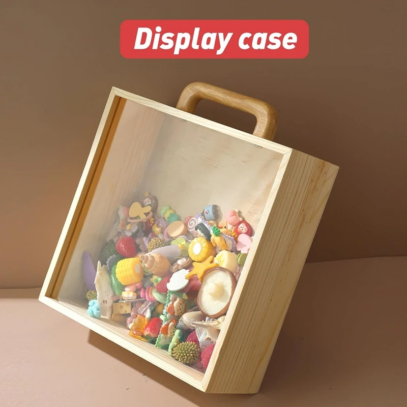 Toy Storage Organizer, Building Blocks Box With Handle And Lids, Natural Wood Kids Child Toy Containers Display Chest