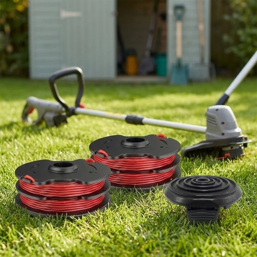 For Grass Trimmer Spool Replacement with Cap Compatible with For HT18-401-004-01 22x18x5cm Black Red Plastic 17ft Length