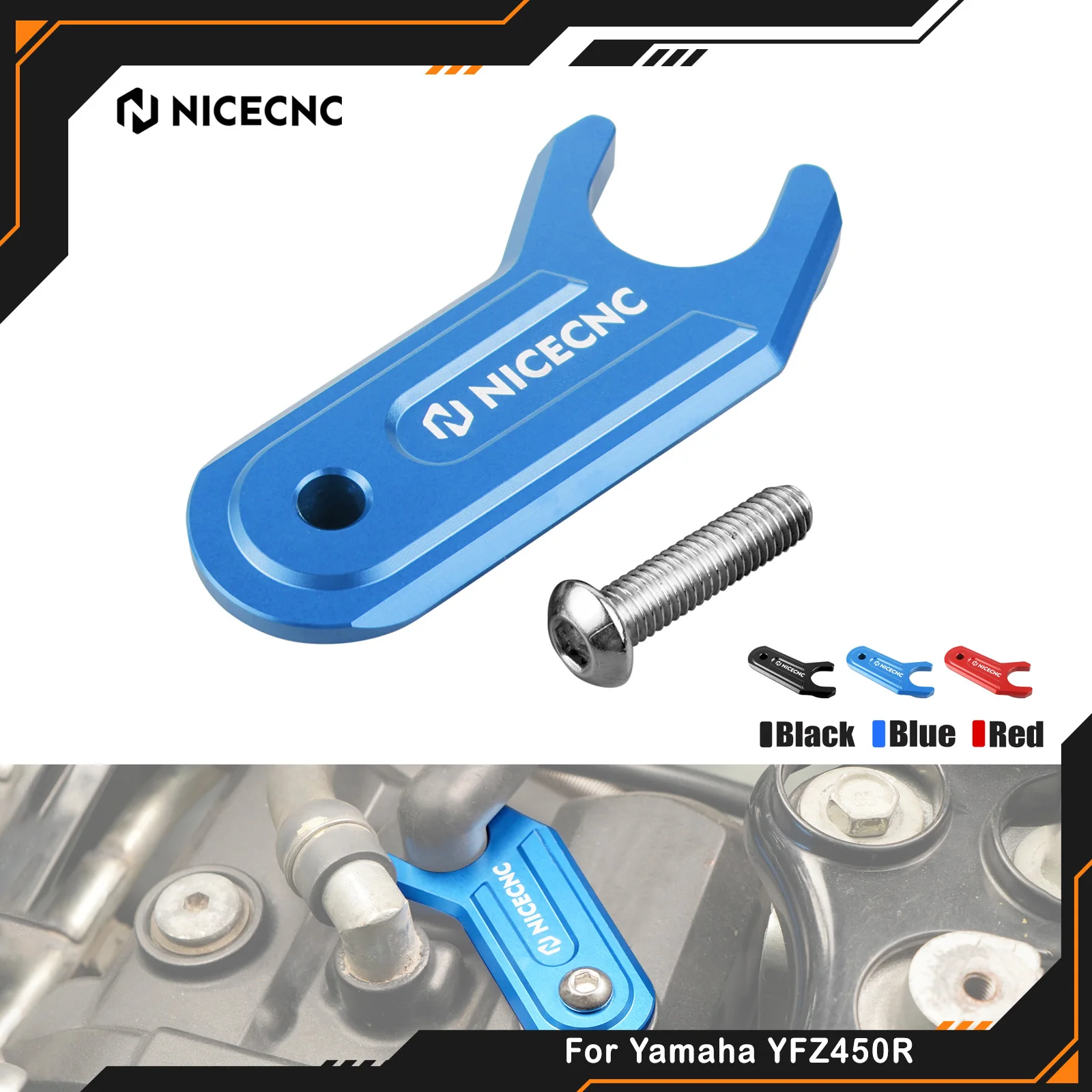 NICECNC For Yamaha YFZ450R Spark Plug Boot Hold Down Aluminum Prevent Boot From Popping Off ATV Accessories