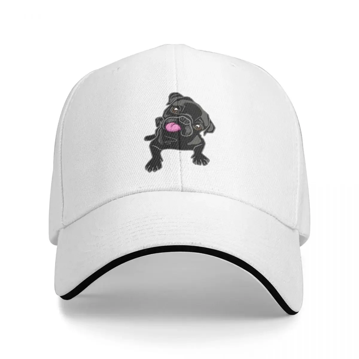 Black Pug Illustration Cap Casual Baseball Caps Adjustable Hat Hip Hop Summer Unisex Baseball Hats Customizable Polychromatic