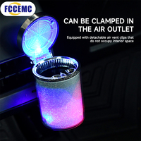 Car Ashtray With LED Light Multifunctional Airtight Lid Vehicle Cup Holder Air Vent Ashtray Trash Can Car Interior Decoration