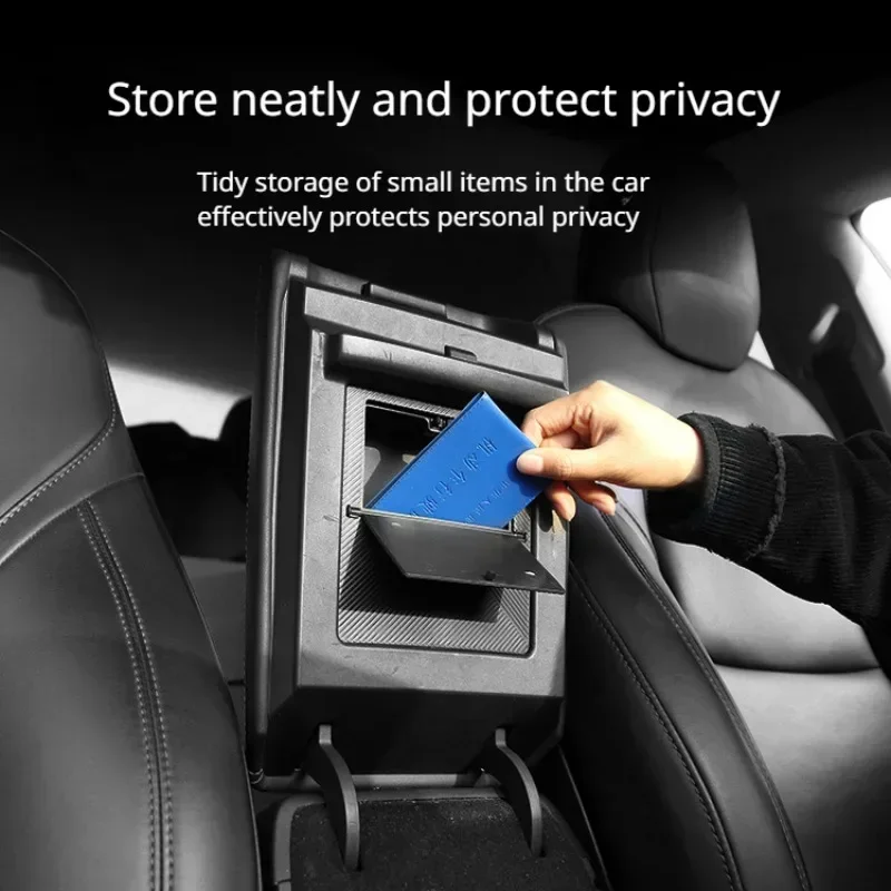 Privacy Storage Box ABS Upgrade Armrest Box Press Hidden Storage Box for Tesla Model 3/Y 2021-2023 Auto Interior Accessories