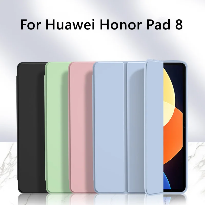 For Honor Pad 8 Case 12 inch Tri-Folding PU Leather Soft Silicone Back Stand Tablet Shell for Honor Pad 8 12