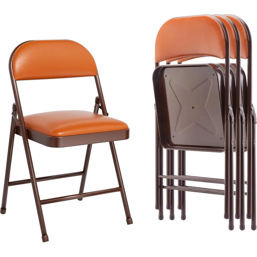 

4 Pack Padded Folding Chairs with Upholstered Cushion & Back, Padded Seats for Indoor & Outdoor, Portable Stackable Commercial
