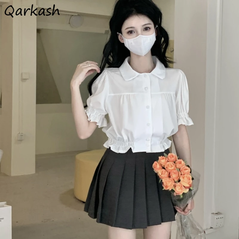 

Skirts Women College Folds Leisure Ulzzang Fit High Waist Elegant Lovely Above Knee Solid A-line New Arrival Cozy Simple Design