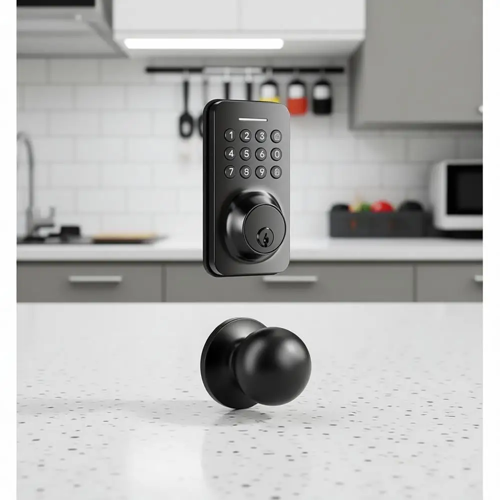 

Keypad Deadbolt with Handle Set, Auto-Lock + One-Touch Lock, 100 Codes + 15-Min Easy Install, Ideal for Airbnb/Homes/Offices, U.