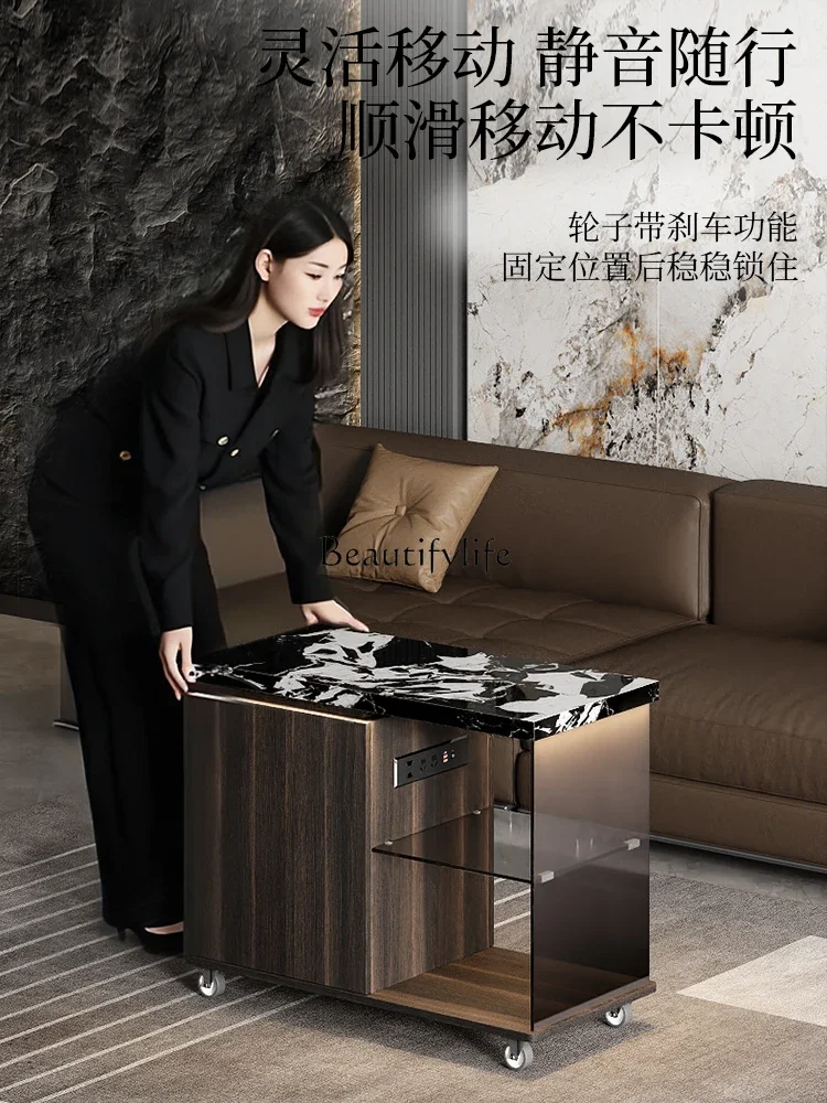 

yj39 Italian Style Movable Side Table Living Room Multifunctional Balcony Tea Cabinet