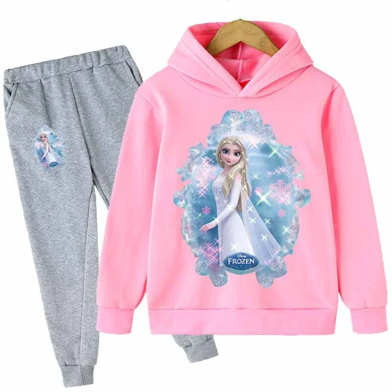 Children Frozen Elsa Set Kids Baby Girl Casual Clothing Costume Long Sleeve Children Hoodies Sets Children Clothing 3-14Years