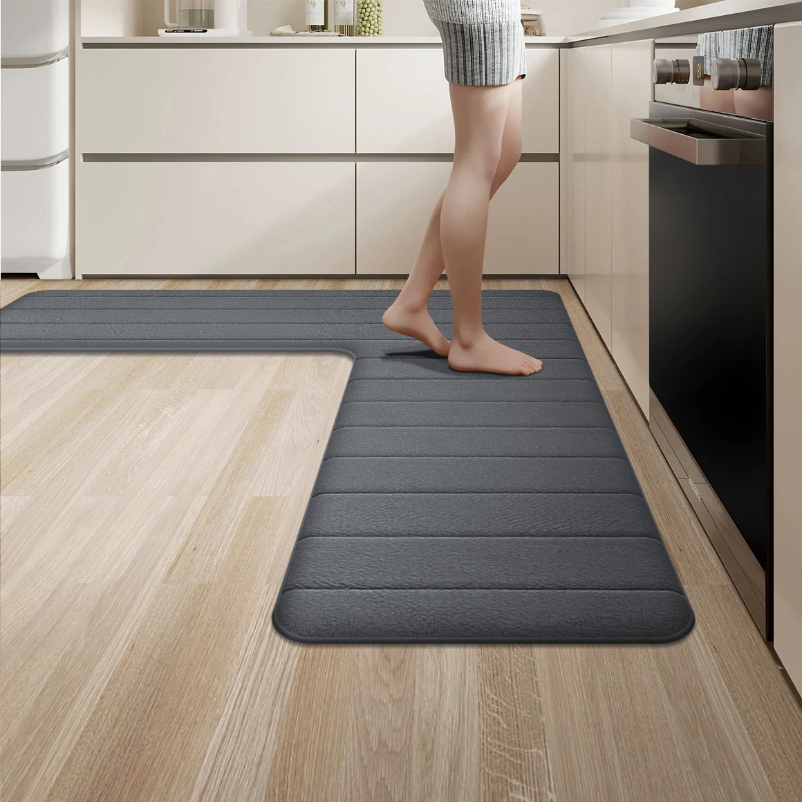 L-shaped flannel kitchen carpet restaurant large size non-slip floor mat door absorbent mat entrance mat