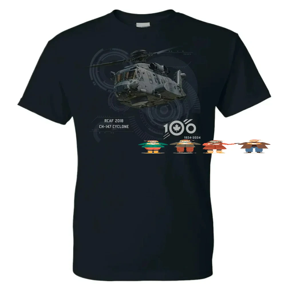 RCAF 100 Legacy CH-148 Cyclone Helicopter T-Shirt 100% Cotton O-Neck Short Sleeve Summer Casual Mens T-shirt Size S-3XL