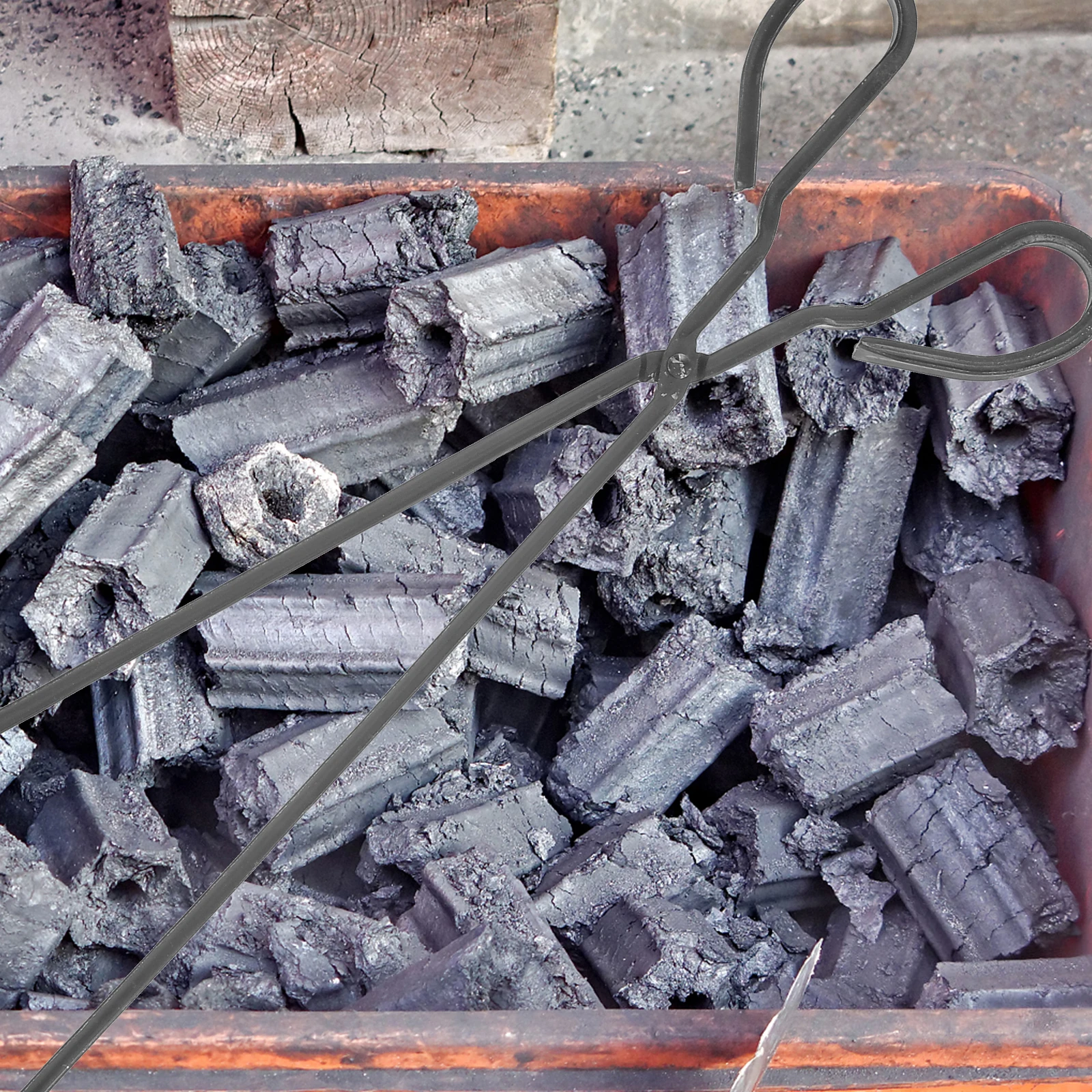 

Fire Tongs Iron Clamp Thickened Durable Fireplace Barbecue Camping Kitchen Charcoal Grill Rake Scissor Practical Household Use