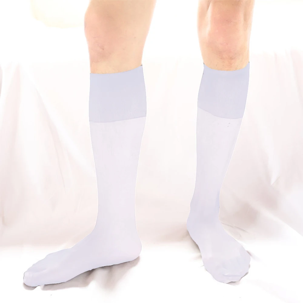 1 Pair Men's Casual Business Formal Dress Silk Socks Traceless See-Through Breathable Stockings Male Tube Socks