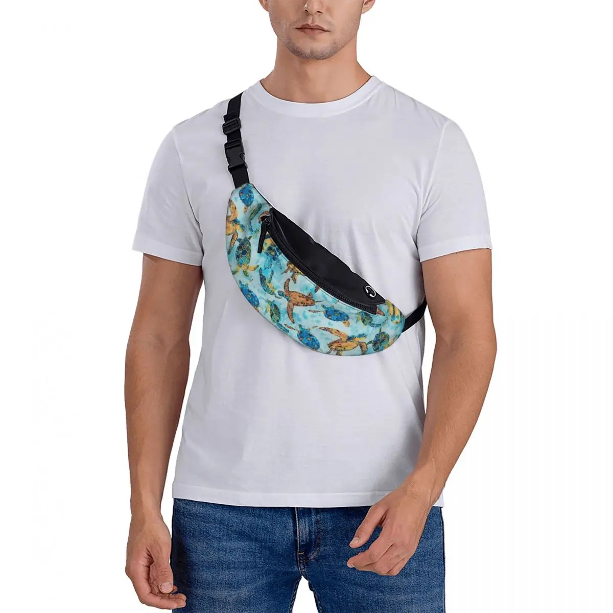 Bolsa de cintura crossbody para homens e mulheres, aquarela Fanny Pack, Cool Ocean Lover, Turtles Pattern, Phone Money Pouch, ciclismo, Camping