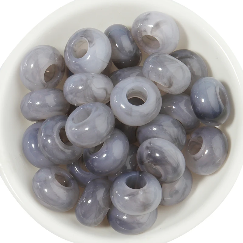50 teile/los Bunte Runde Acryl Perlen Großes Loch Lose Spacer Perlen Für Schmuck Machen DIY Halsketten Armbänder Zubehör