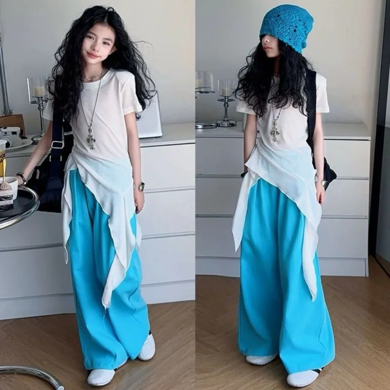 

Child Girl Set Female Clothes 2025 Summer Kids Girls 8 10 Years Junior Top Bottom Clothing Sets Korean Children's Elementary 12